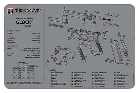 TEKMAT TEK R17 GLOCK G4 GY 17X11 GLK GEN4 GRY