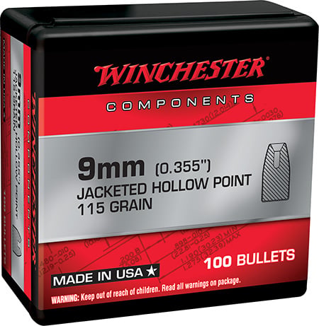 WINCHESTER BUL 9MM 115 JHP RETL 100/10