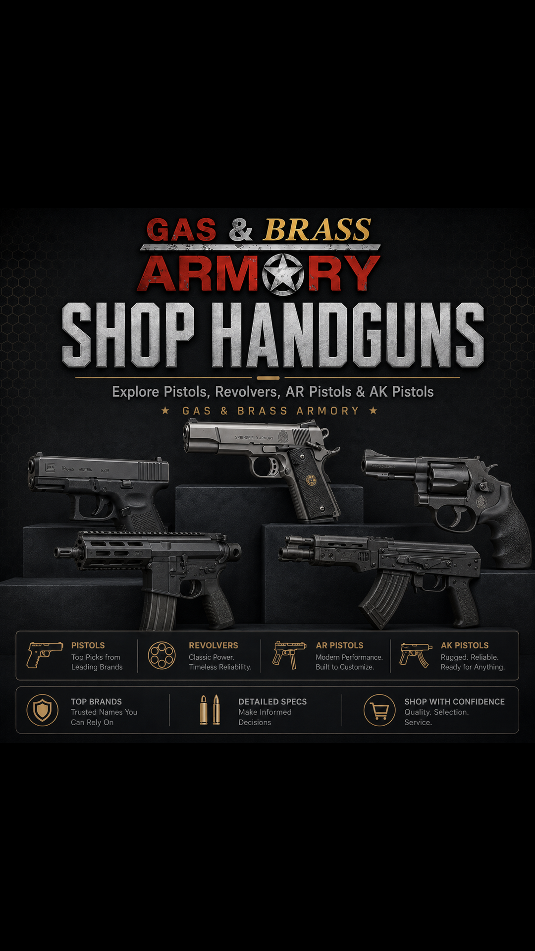 Shop Handguns with Gas & Brass Armory