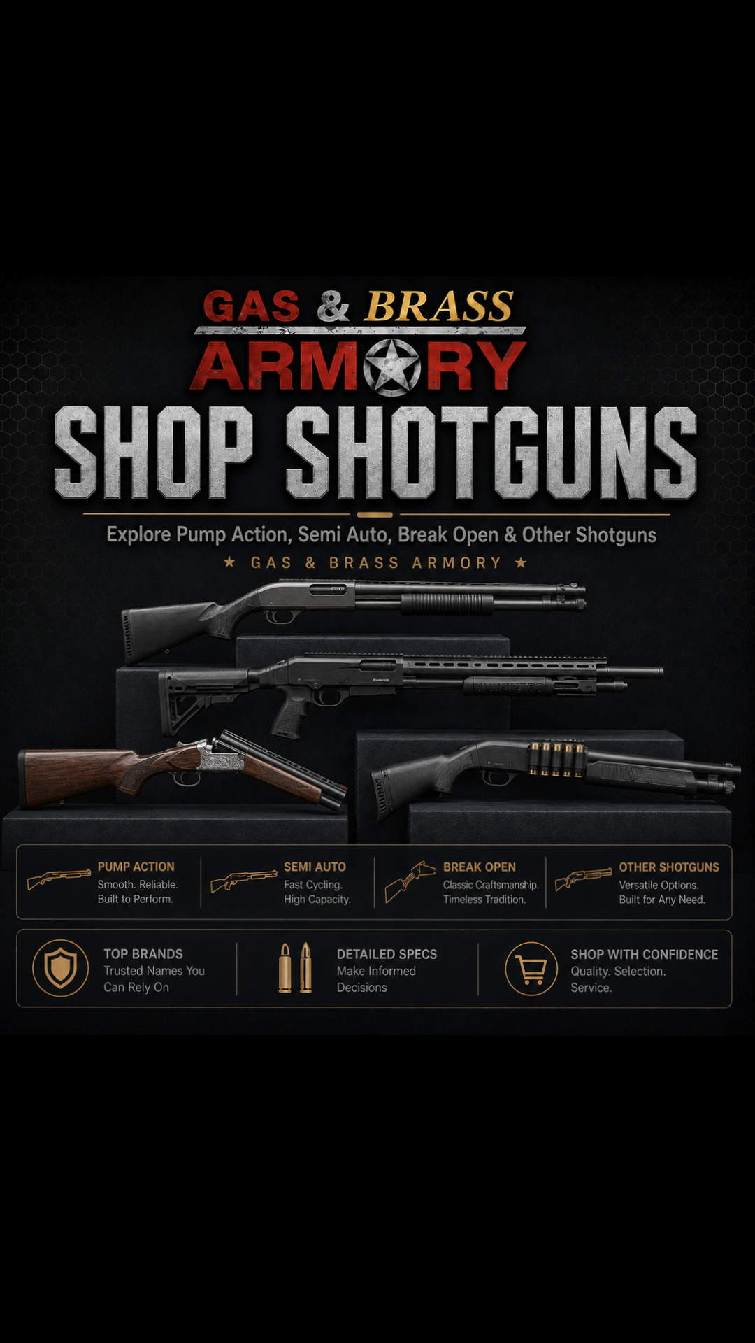 Shop Shotguns with Gas & Brass Armory